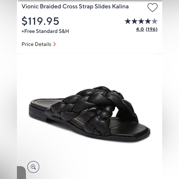 Black Vionic braided cross strap slides kalina, size 6, never worn, new in box - Picture 1 of 10